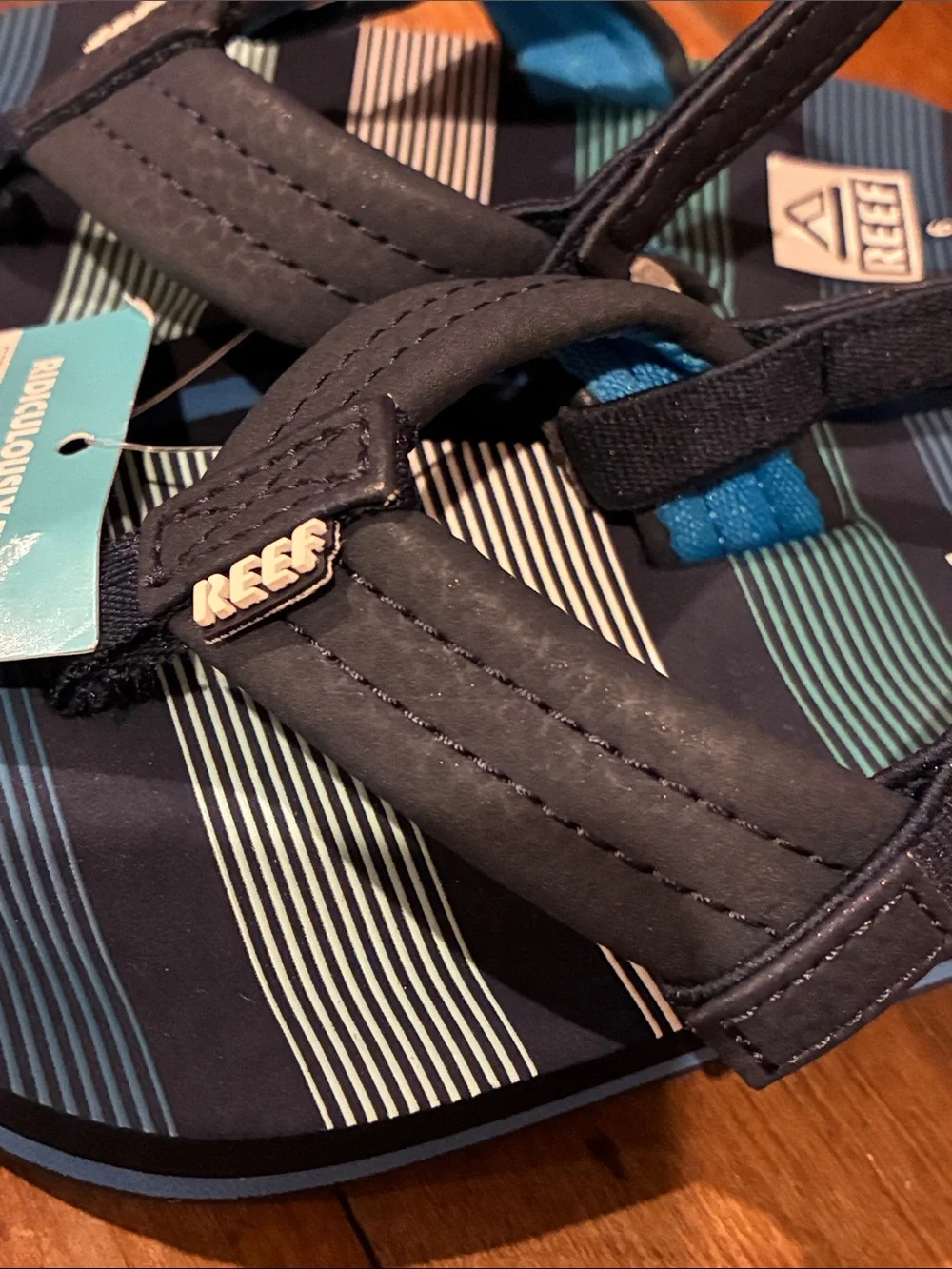 Reef Kids Navy and Teal Back-Strap Sandals NWT Sz 6